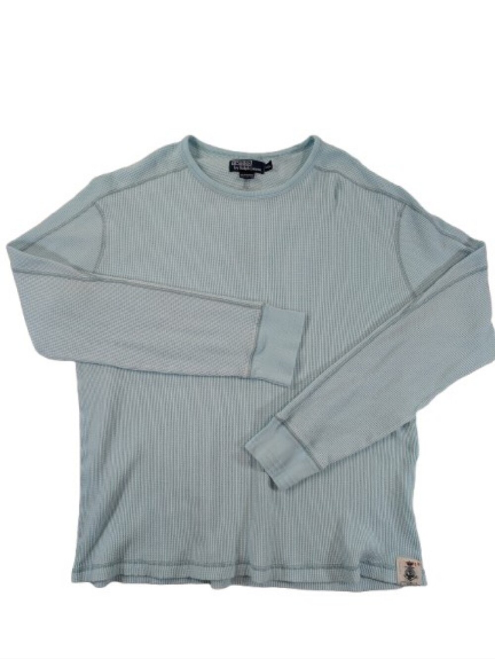 vtg Polo Ralph Lauren Light Blue Waffle Knit Thermal Shirt Maritime Supplies XXL